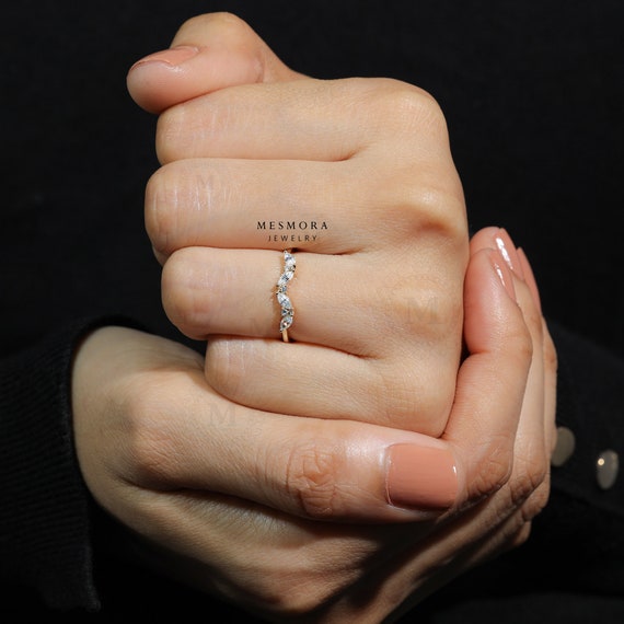 マーキスダイヤモンドリング 14Kソリッドゴールドのマーキス