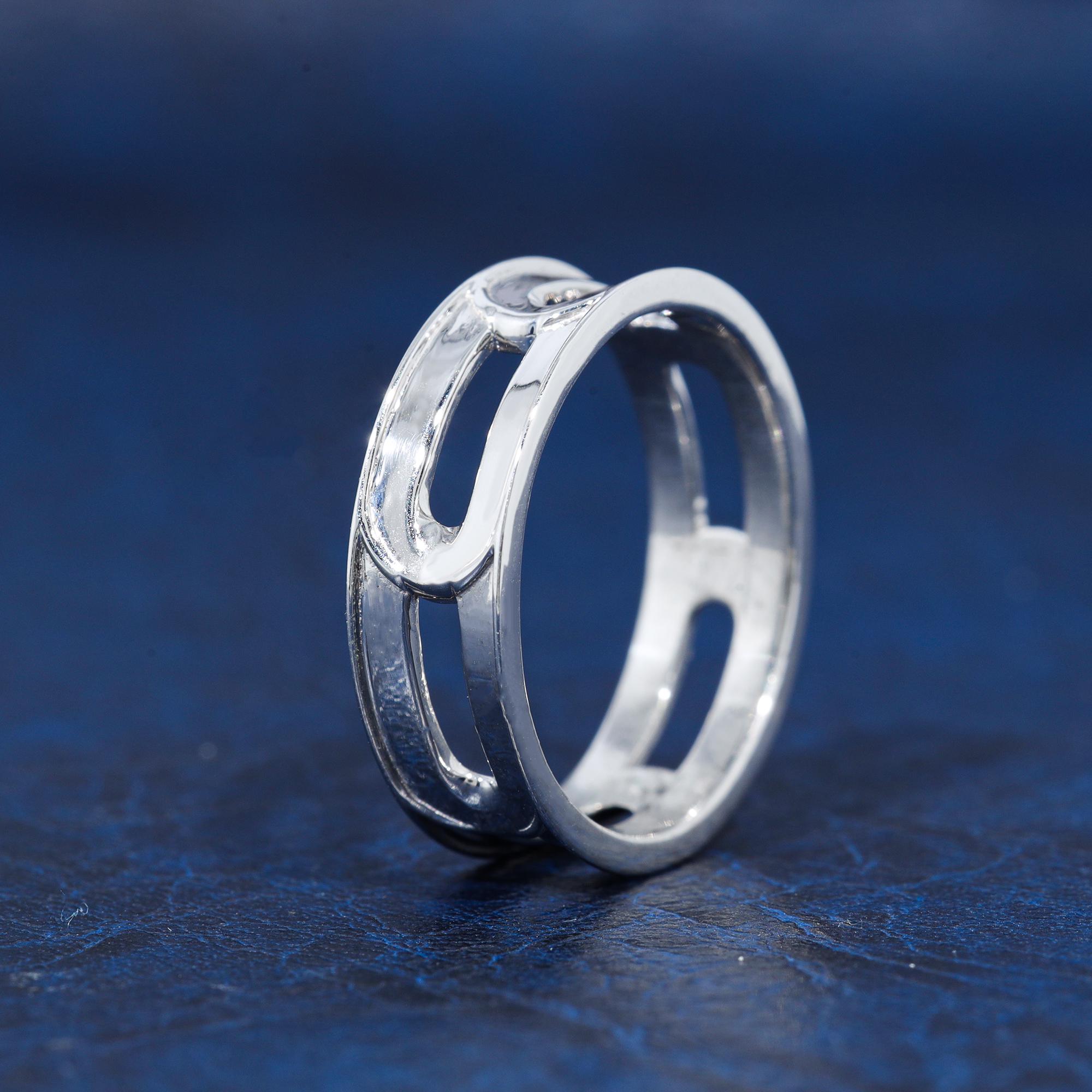 メンズゴールド結婚指輪 14Kソリッドホワイトゴールド メンズ結婚指輪