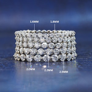 Round Moissanite Wedding Band 14K Gold Single Prong Band Floating Bubble Band Minimalist Ring Stackable Band Moissanite Full Eternity Band