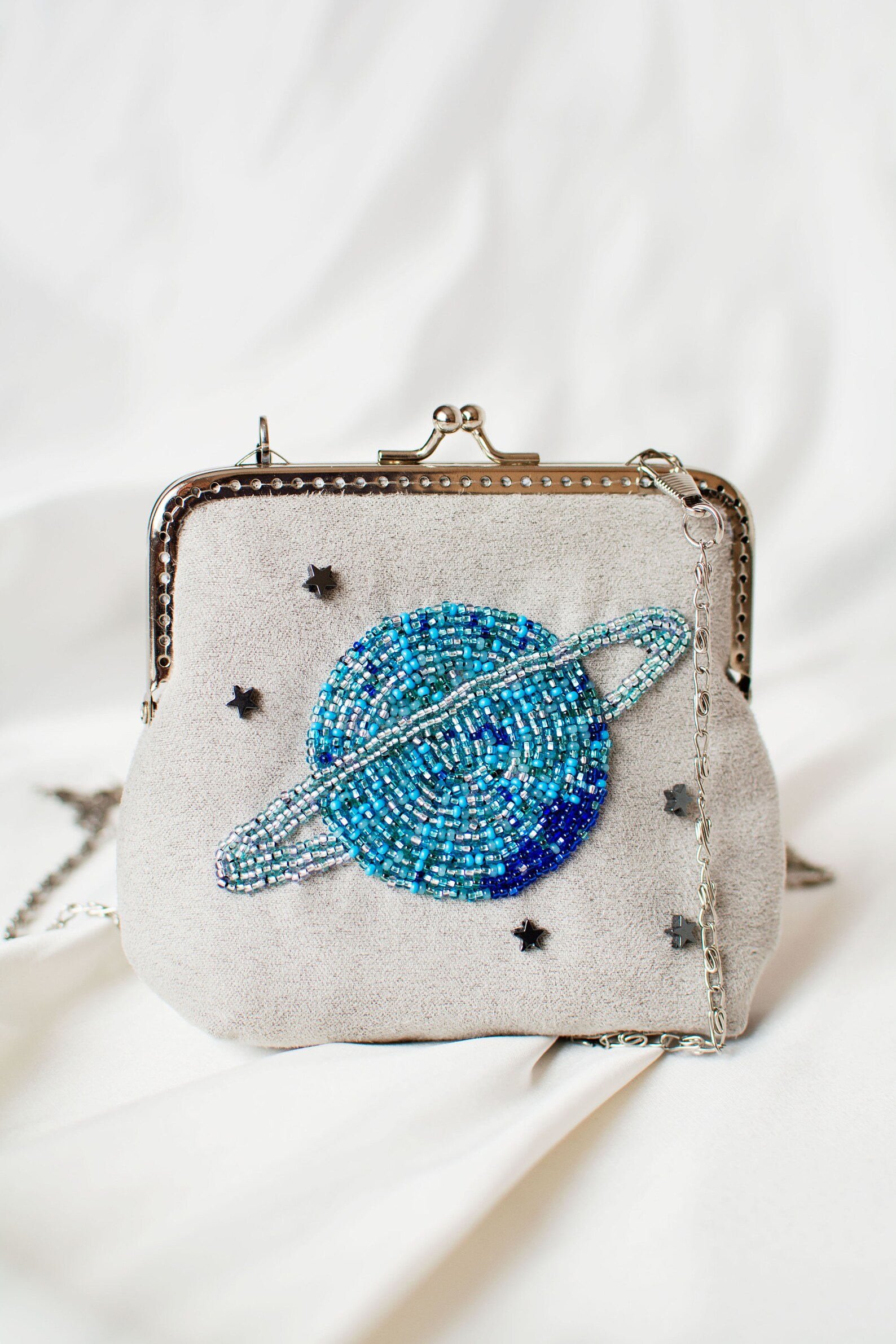 Gray Crossbody Change Celestial Purse with Blue Etsy