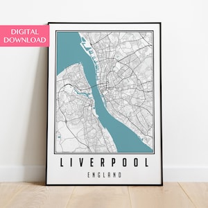 Liverpool Map Digital Download, Liverpool City Wall Art, Liverpool Poster