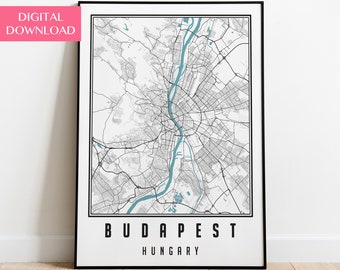 Budapest Map Digital Download, Hungary City Map, Budapest Wall Art Poster