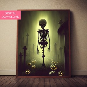 Halloween Skeleton, Digital Download, Spooky Art