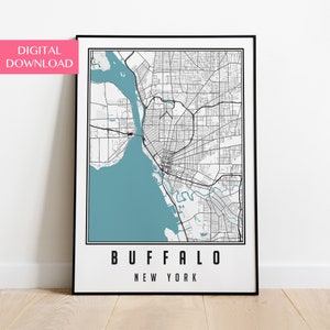 Buffalo Map Digital Download, New York Map Art, Buffalo Wall Art, New York Gifts