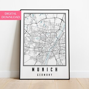 Munich Map Download, Munich City Map, Munich Wall Art Poster