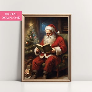 Santa Claus Digital Print, Christmas Print, Vintage Wall Art, Xmas Decor Prints
