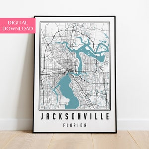 Jacksonville Map Print, Florida Gifts, Jacksonville Wall Art, Digital Download