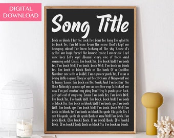 Custom Song Lyrics Printable Wall Art Music Gifts Music | Etsy