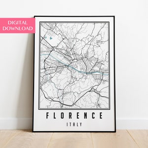 Florence Map Digital Download, Italy City Map Wall Art, Florence Print
