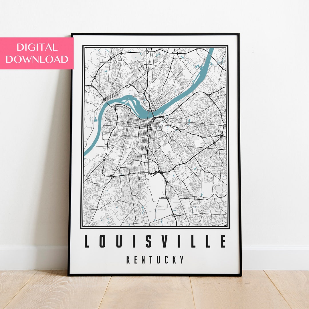 Louisville Map Digital Download, Kentucky Prints Gift, Louisville Map ...