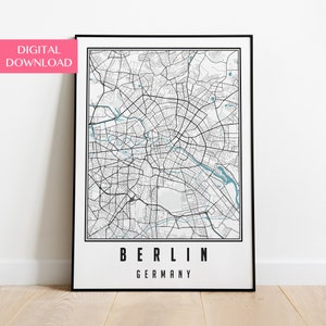 Berlin Map Digital Download, Berlin City Map Print, Germany Wall Art