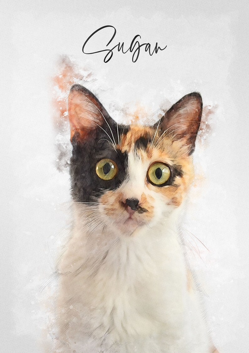 Custom Pet Portrait DIGITAL DOWNLOAD Watercolor Pet Portrait Etsy