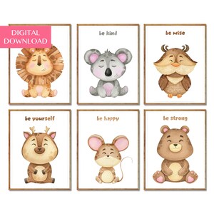 Set of 6 Nursery Prints, DIGITAL DOWNLOAD, Kids Wall Art, Nursery Wall Art
