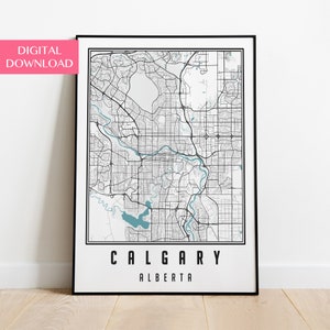 Calgary Map Download, Calgary City Map, Calgary Wall Art Poster