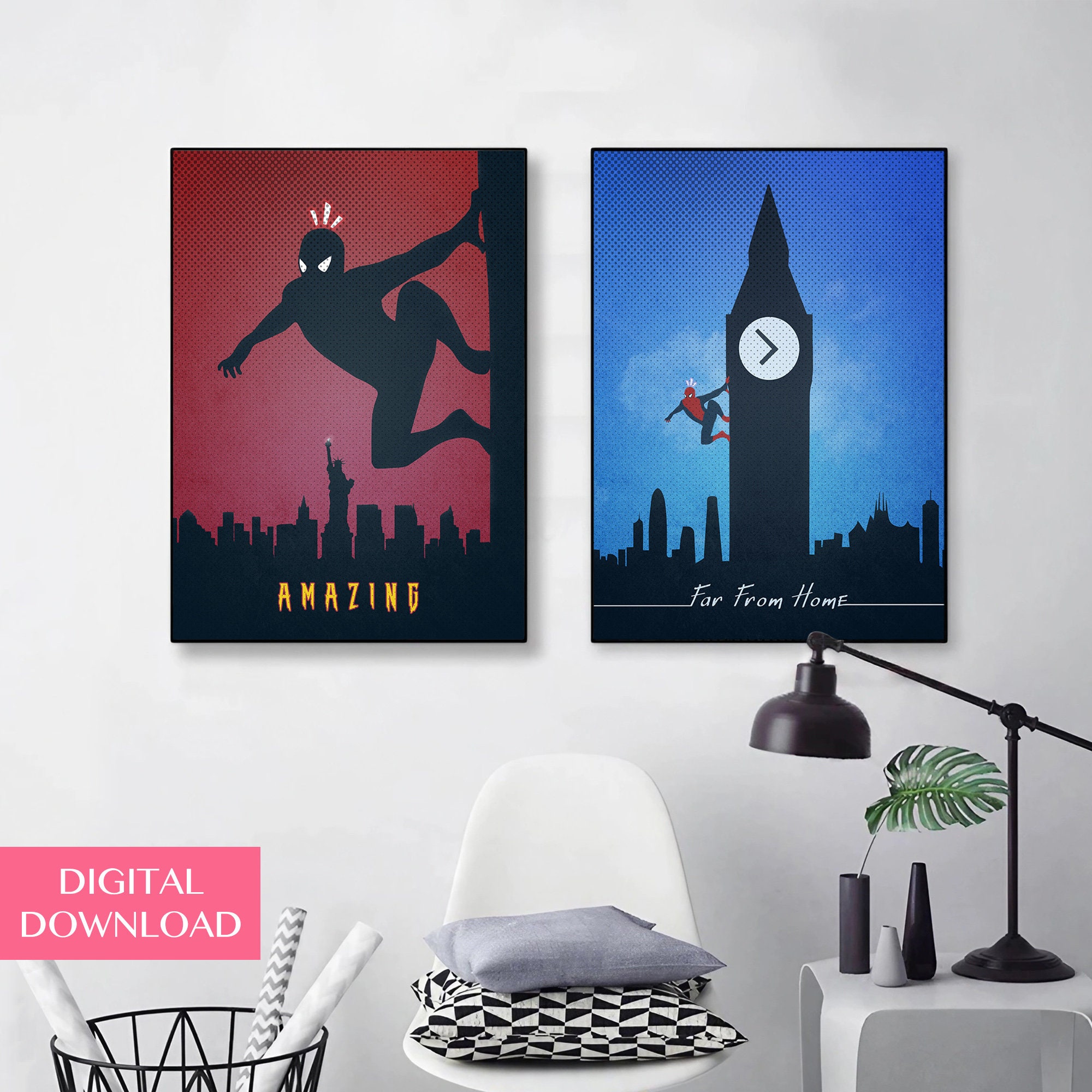 Spiderman Wall Art Printable Set of 2 Digital Download Etsy