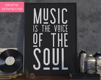 Music Art, Music Gifts, Printable Quotes, Office Decor, Music Is The Voice Of The Soul