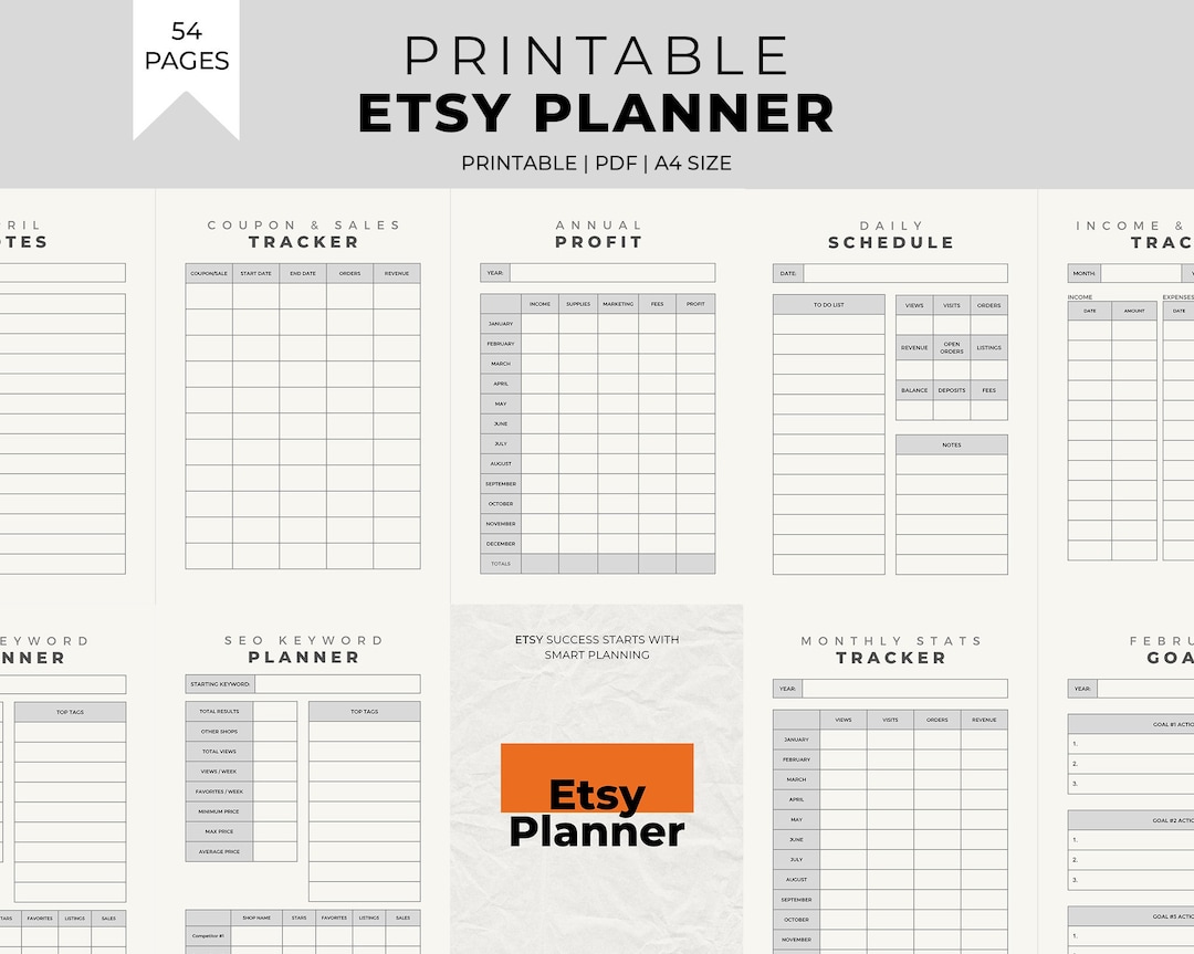 Printable Etsy Planner, Etsy Business Planner, Sell on Etsy, Etsy Shop