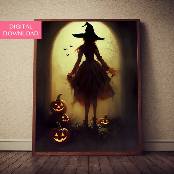 Whimsical Witch Halloween Art Print (Digital Download)