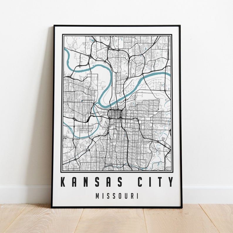 Kansas City Map Printable Wall Art Missouri USA Map Art | Etsy
