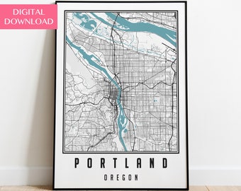 Portland Map Digital Download, Portland City Map Print, Portland Wall Art Poster