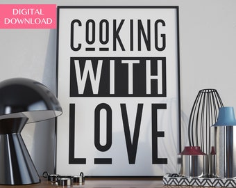 Kitchen Wall Art, Kitchen Decor, Kitchen Art, Kitchen Print, Kitchen Quotes, Kitchen, Cooking With Love