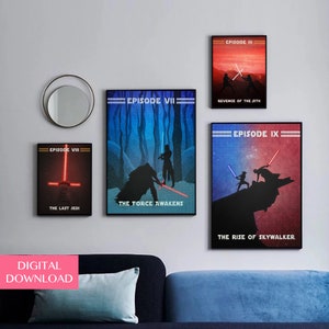 Star Wars Printable Wall Art Set of 4, Digital Download, Star Wars Gifts, Star Wars Prints