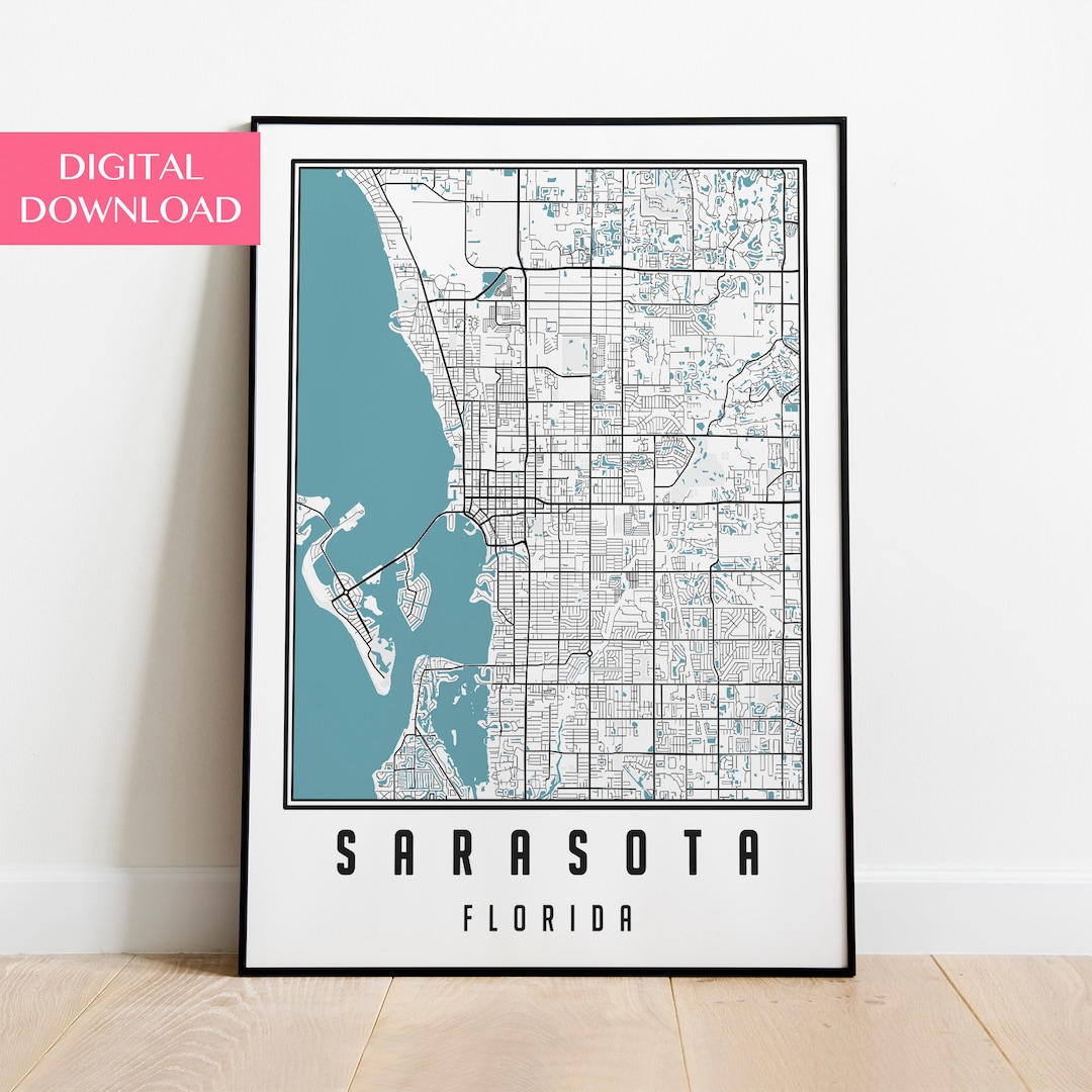 Sarasota Map Digital Download, Sarasota Florida City Map - Etsy