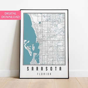 Sarasota Map Digital Download, Sarasota Florida City Map