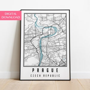 Prague Map Digital Download, Prague City Map Poster, Prague Print Wall Art