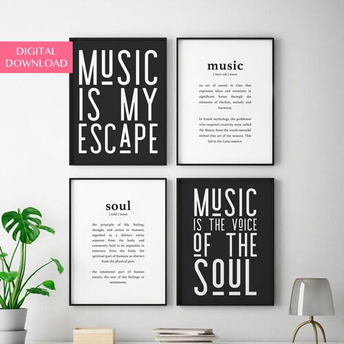 Music Print Music Wall Art Digital Download Set of 4 Music Etsy