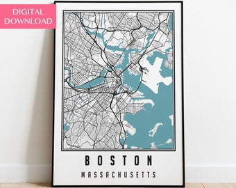 Boston Map Print, Printable Wall Art, Boston City, Boston Wall Art, Boston Gift, Digital Download