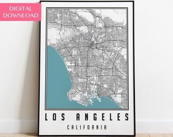 Los Angeles Map, Digital Download, LA Map Print, California Gifts, Map of Los Angeles, Los Angeles Wall Art