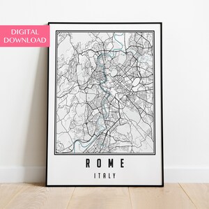 Rome Map Print, Rome Art, Digital Download, Minimalist Print, Printable Wall Art, City Print, Italy Printable