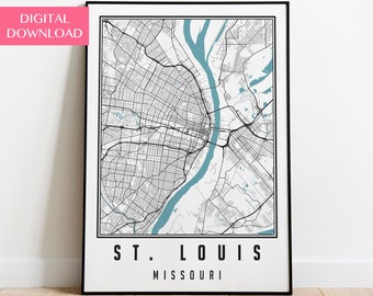 St. Louis Map Digital Download, Missouri Gifts, St. Louis Map Print