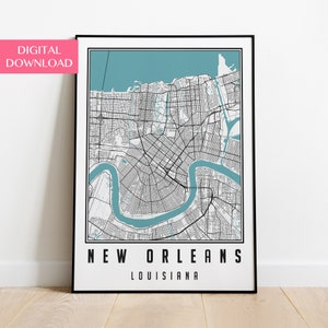 New Orleans Karte, New Orleans Kunst, Digitaler Download, New Orleans Print, New Orleans Geschenke