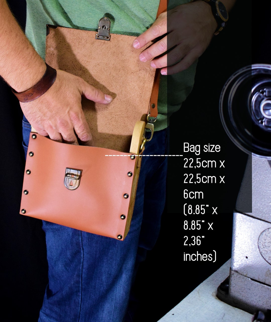 Men's Leather Wood Bag. Shoulder Men's Bagwood Etsy