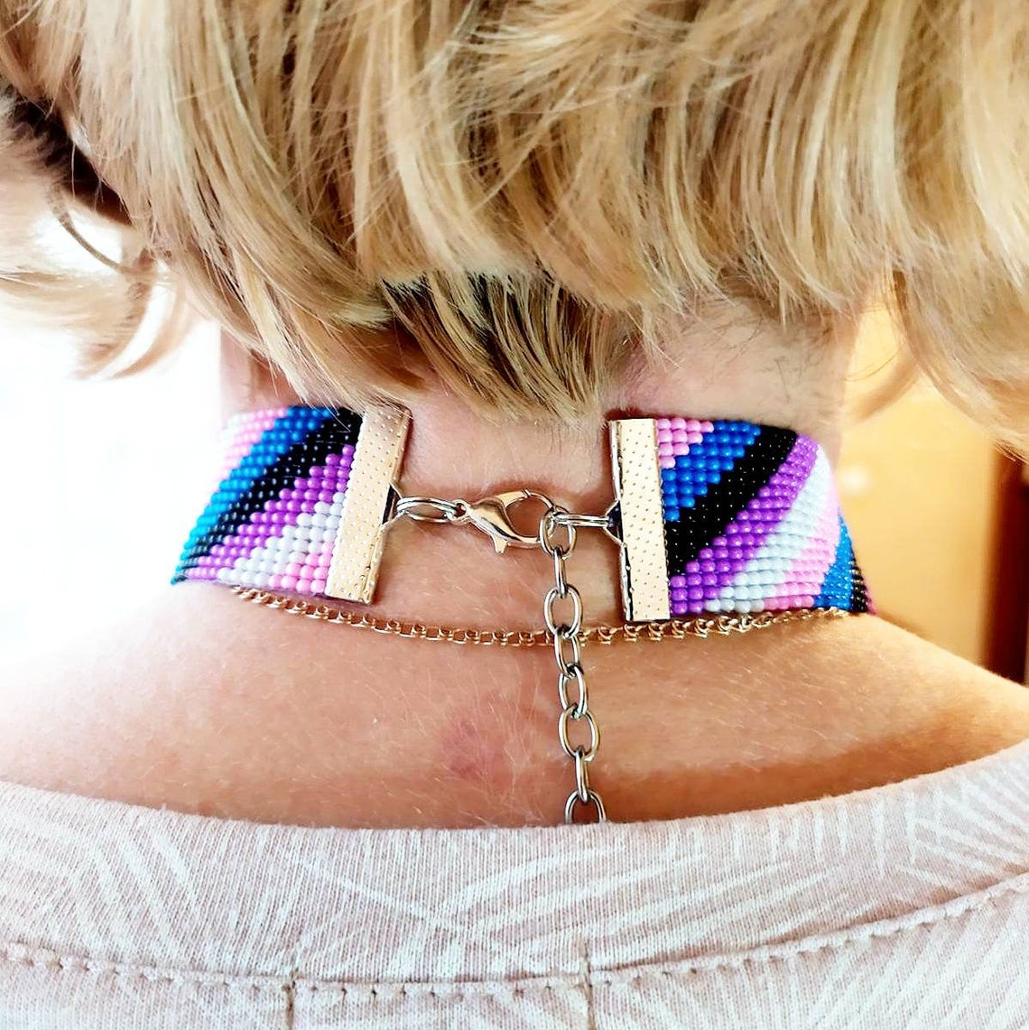 Genderfluid necklace beaded Genderfluid choker Seed bead Etsy