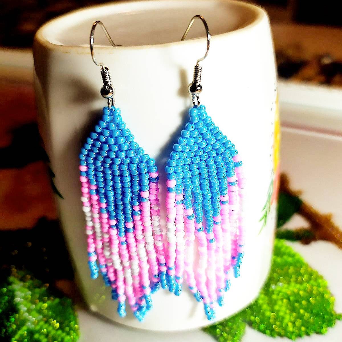 beaded pride earrings