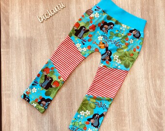long trousers with waistband "The little mole - strawberry field blue", 104 cm