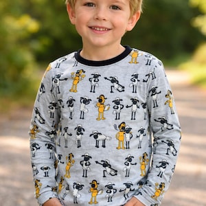 Gr. 92 cm - Shaun das Schaf Sweater, Comic Style, aus Jersey, grau