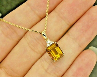 Quality Citrine Necklace,Certified 12.85 Carat Citrine Appraised at Emerald Cut Aaa November Birthstone Genuine Real Citrine Jewelry