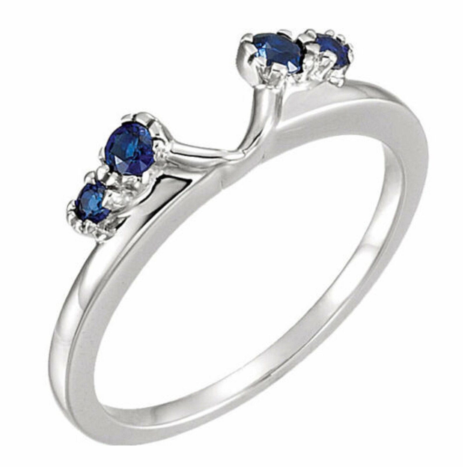 0.30 Ct Round Cut Blue Sapphire Solitaire Ring Guard Wrap Etsy