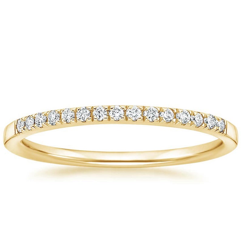 Band For Her Simple Wedding Band Stacking Band Ring Dainty Diamond Band Ring Diamond Wedding Band Ring 14K White Gold Plated Band Ring