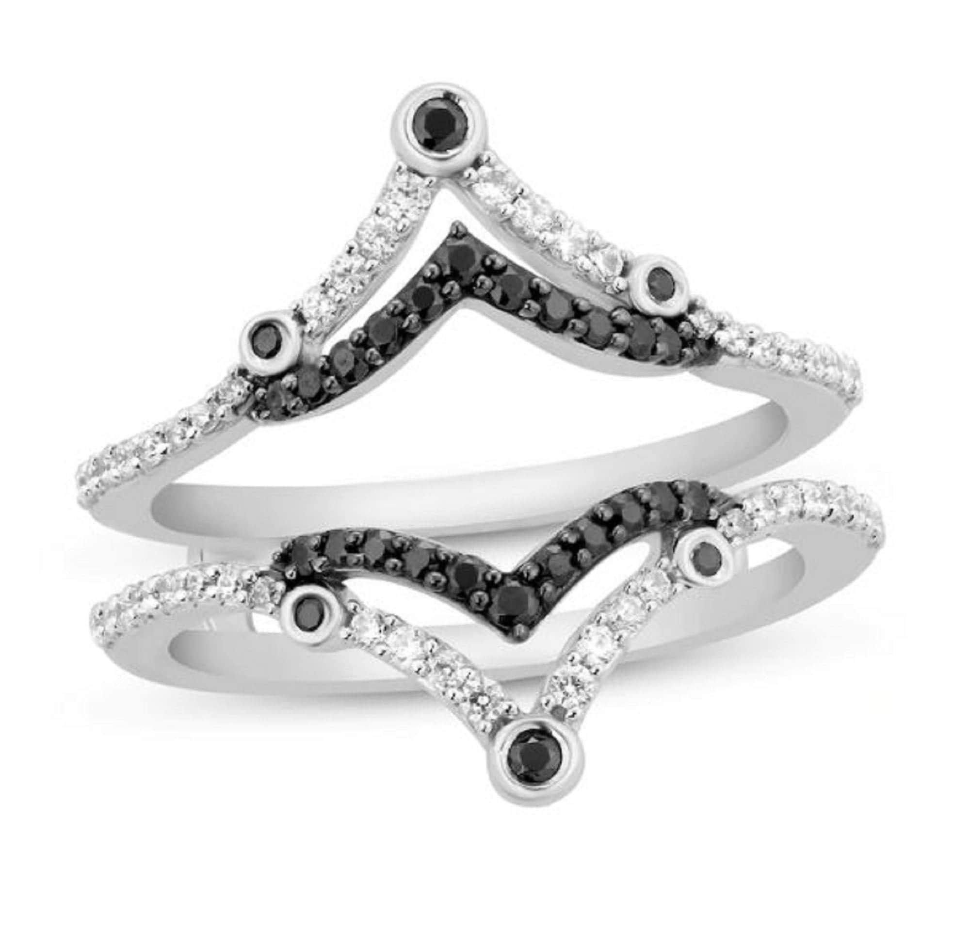 0.50 CT Round Cut Simulated Black Diamond Enhancer Guard Ring Etsy