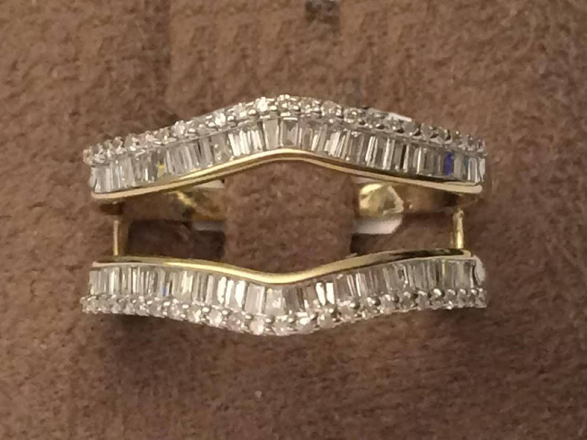 1.50 Ct Baguette & Round Cut Simulated Diamond Ring Guard Wrap Etsy