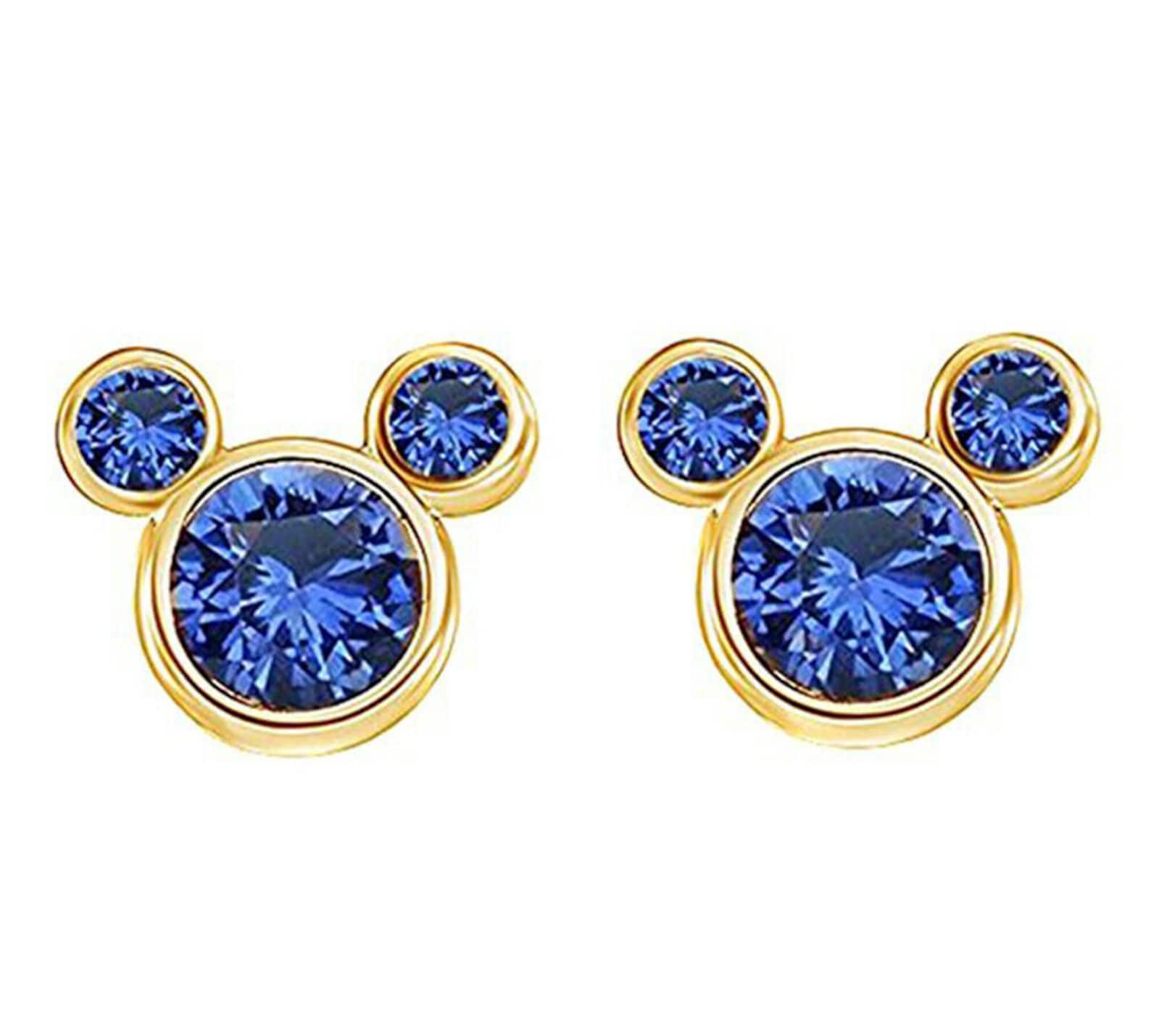 2.00 Ct Round Cut Blue Sapphire Mickey Mouse Stud Earrings in | Etsy