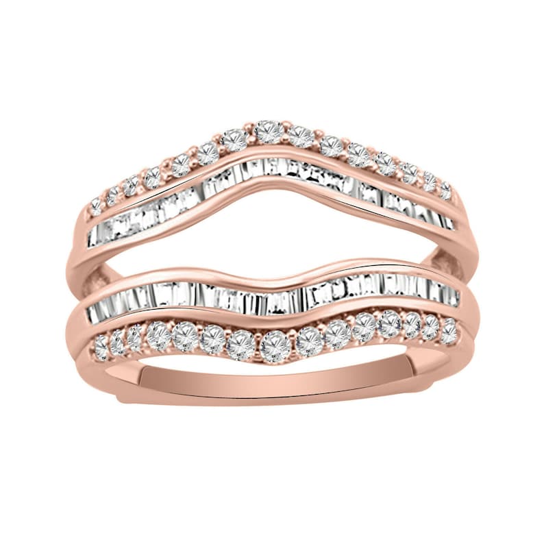 Enhancer Anniversary Wedding Wrap Band Ring Simulated Diamonds Solitaire Enhancer Wedding Guard Wrap Ring 0.75 Carat