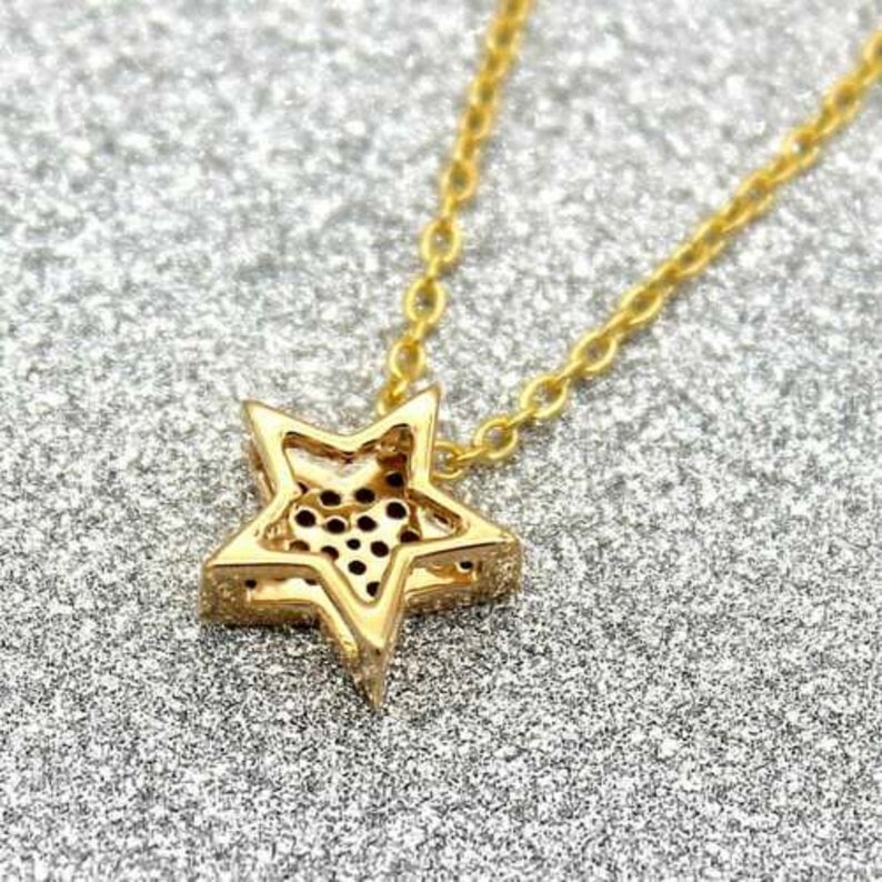 Dainty Pendant Necklace 0.50 Ct Round Cut Simulated Diamond Lovely Gorgeous Star Pendant Necklace Yellow Gold Plated Sterling Silver