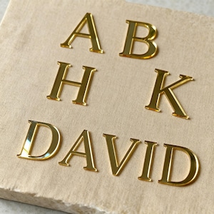 Acrylic Letters Gold Mirror , Custom Name Sign, 3D Wedding Decor, Adhesive Alphabet image 2