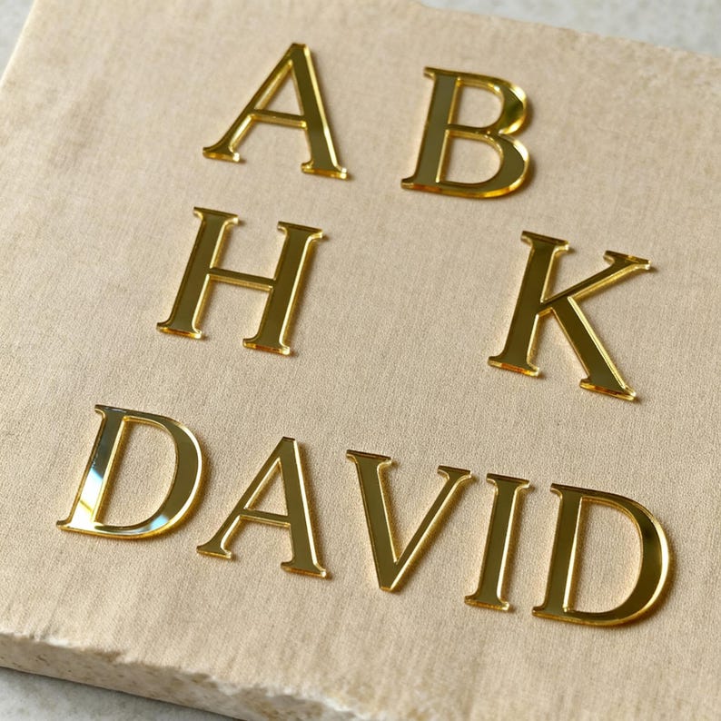 Acrylic Letters Gold Mirror , Custom Name Sign, 3D Wedding Decor, Adhesive Alphabet image 2